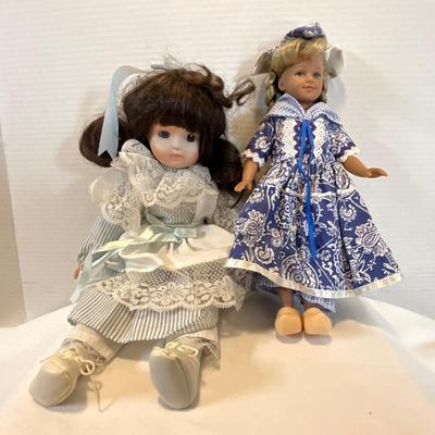 Vintage Dolls including a Dutch porcelain doll.