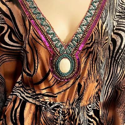 Vtg 70-80s Frederick's of Hollywood Embellished Jungle Book Tunic/Kaftan