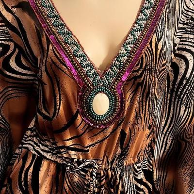 Vtg 70-80s Frederick's of Hollywood Embellished Jungle Book Tunic/Kaftan