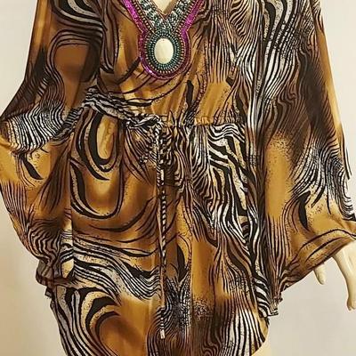 Vtg 70-80s Frederick's of Hollywood Embellished Jungle Book Tunic/Kaftan