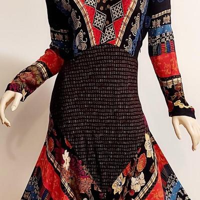 Vtg Stunning Boho Maxi patchwork dress Carol Little fluid Gauze