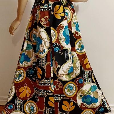 vtg 1970s RARE Geometric Abstract Maxi dress w/Wings