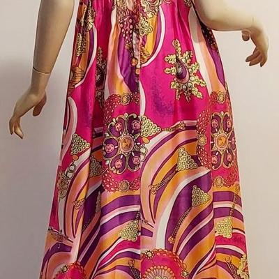 Vtg Montgomery Ward Silk/Satin Empire Maxi Dressdress