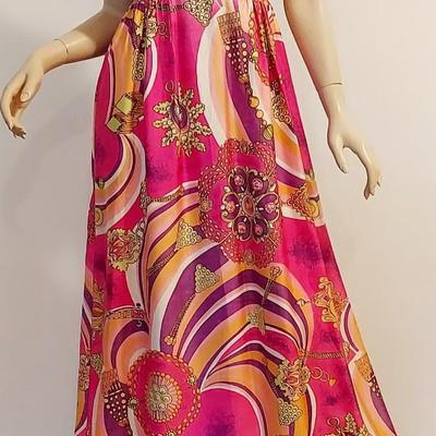 Vtg Montgomery Ward Silk/Satin Empire Maxi Dressdress