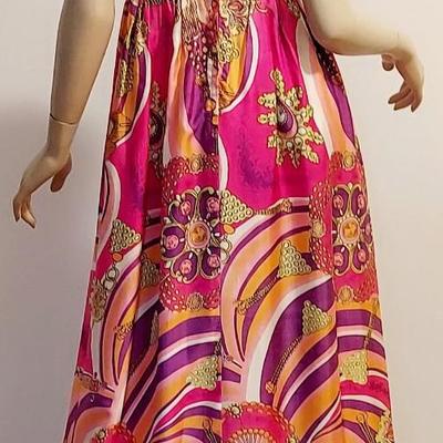 Vtg Montgomery Ward Silk/Satin Empire Maxi Dressdress