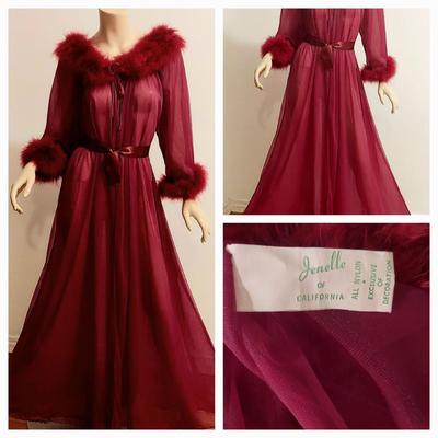 Vtg 2for1 Boudoir pc Hostess Gown/Marabou and lace half Slip