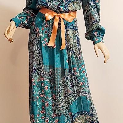 Vtg 80s Leslie Fay Gorgeous day dress w/Sash size-10
