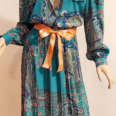 Vtg 80s Leslie Fay Gorgeous day dress w/Sash size-10