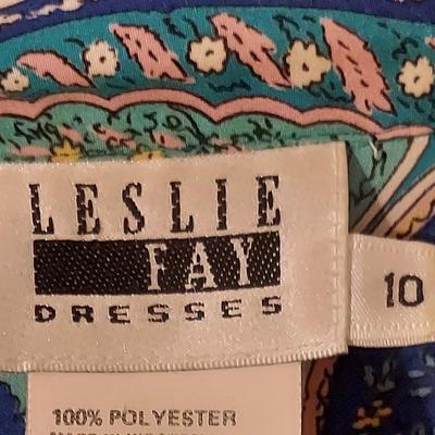 Vtg 80s Leslie Fay Gorgeous day dress w/Sash size-10