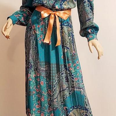 Vtg 80s Leslie Fay Gorgeous day dress w/Sash size-10