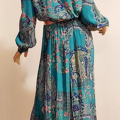 Vtg 80s Leslie Fay Gorgeous day dress w/Sash size-10