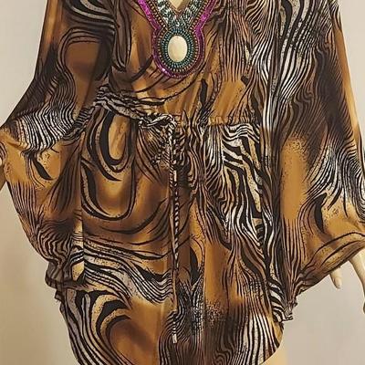 Vtg 70-80s Frederick's of Hollywood Embellished Jungle Book Tunic/Kaftan