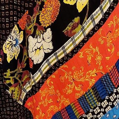 Vtg Stunning Boho Maxi patchwork dress Carol Little fluid Gauze