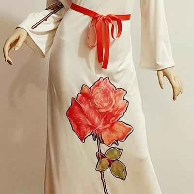 Vtg 1970s Lilli Diamond Rare Maxi dress with Rose ðŸŒ¹ and Sash