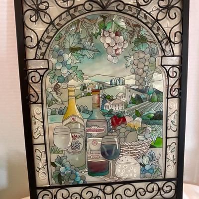 Jewelry box, painted glass/metal wall hanging