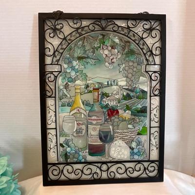 Jewelry box, painted glass/metal wall hanging