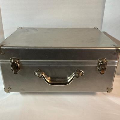 Vintage Aluminum Suitcase with Keys, 18x13x8