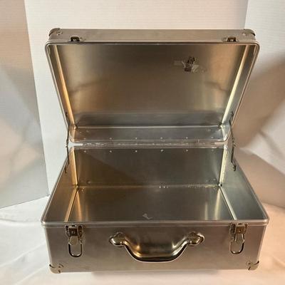 Vintage Aluminum Suitcase with Keys, 18x13x8