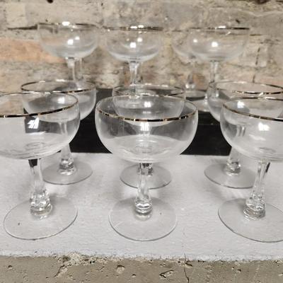 Vintage silver rimmed glassware