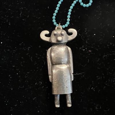 Hopi Dancer Signed necklace - no silver mark