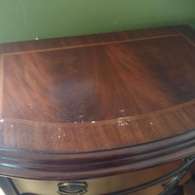 Nice Bowfront Three Drawer Mahogany Finish Bedside Dresser Choice A