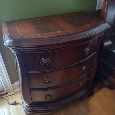 Nice Bowfront Three Drawer Mahogany Finish Bedside Dresser Choice A