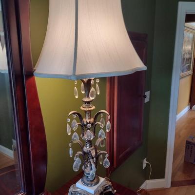 Pair of Crystal Accent Italian Rococo Style Table Lamps