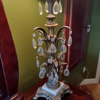 Pair of Crystal Accent Italian Rococo Style Table Lamps