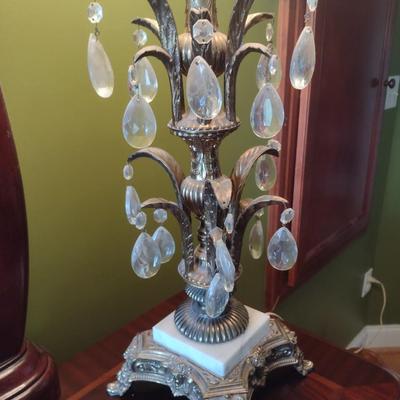 Pair of Crystal Accent Italian Rococo Style Table Lamps