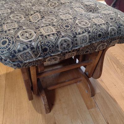 Oak Wood Upholstered Glider Sitting Chair with Gliding Ottoman