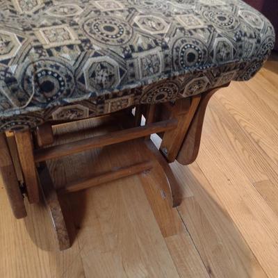 Oak Wood Upholstered Glider Sitting Chair with Gliding Ottoman