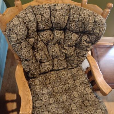 Oak Wood Upholstered Glider Sitting Chair with Gliding Ottoman