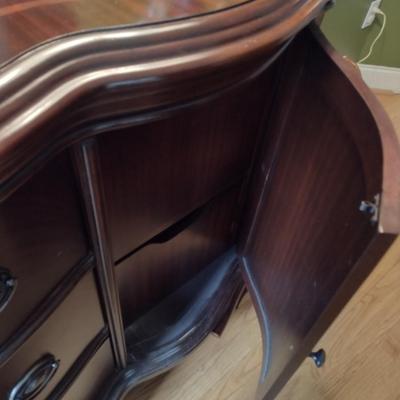 Mahogany Finish Serpentine Stretch Dress with Mirror