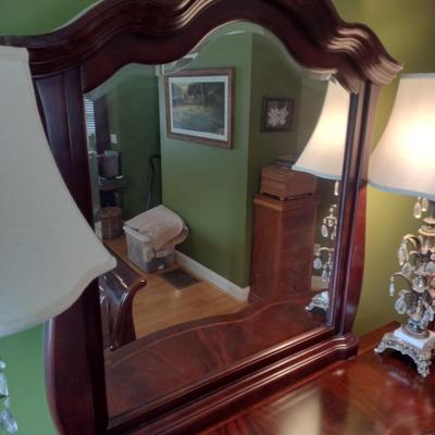 Mahogany Finish Serpentine Stretch Dress with Mirror