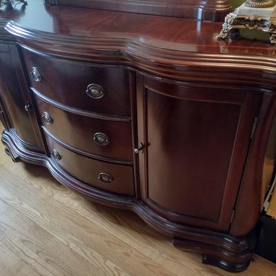 Mahogany Finish Serpentine Stretch Dress with Mirror