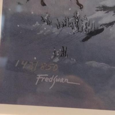 Framed Art Limit Edition Print Winter Walk by Fred Swan 143/850