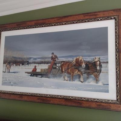 Framed Art Limited Print 'Winter Chores' by Nancy Glazier 135/1200 First Edition