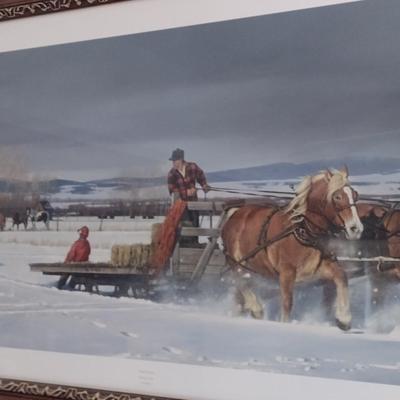 Framed Art Limited Print 'Winter Chores' by Nancy Glazier 135/1200 First Edition