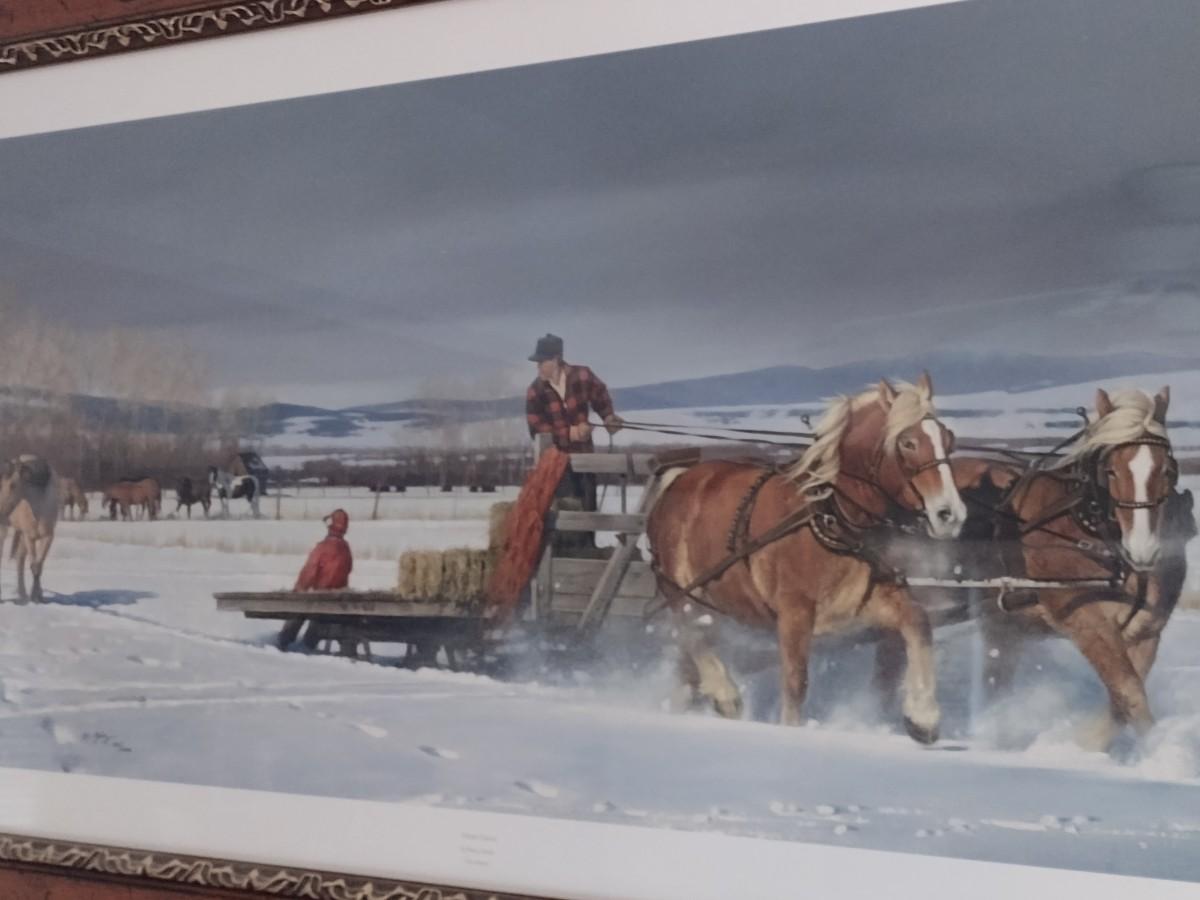 Framed Art Limited Print 'Winter Chores' by Nancy Glazier 135/1200 ...