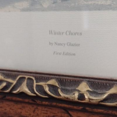 Framed Art Limited Print 'Winter Chores' by Nancy Glazier 135/1200 First Edition