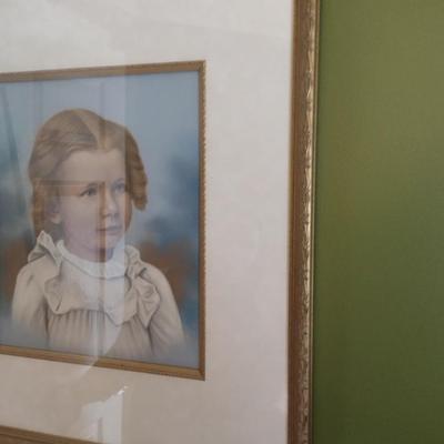 Colorful Framed Print of Little Girl Side Pose