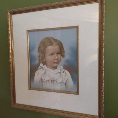Colorful Framed Print of Little Girl Side Pose
