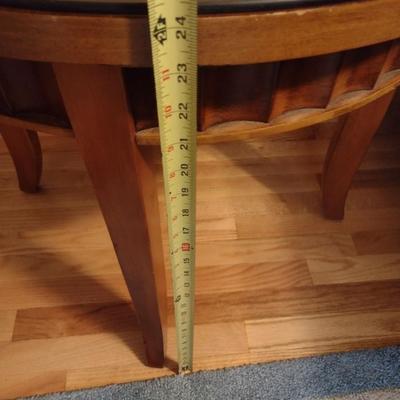 Mahogany Finish Round Side Table with Glass Top Cover Choice B