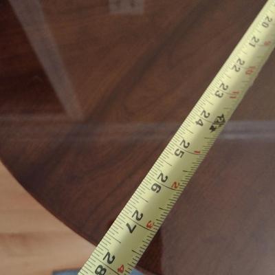 Mahogany Finish Round Side Table with Glass Top Cover Choice B