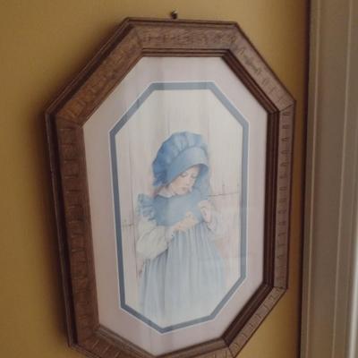 Pair of Framed Prints Boy and Girl Dressed in Vintage Clothing