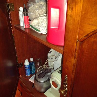 Mahogany Finish Armoire Media Cabinet with Ample Storage (No Contents)