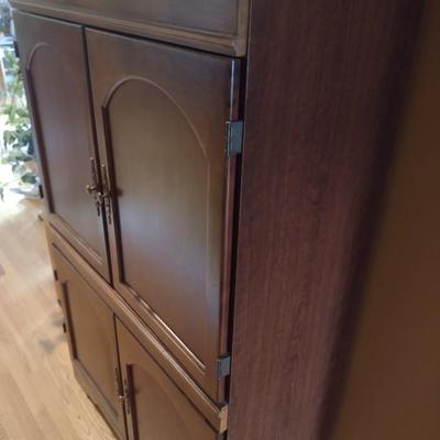 Mahogany Finish Armoire Media Cabinet with Ample Storage (No Contents)