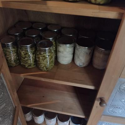 Solid Pine Double Door Pie Safe or Jelly Cabinet with Punched Tin Accent Panels (No Contents)