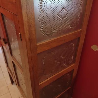 Solid Walnut Double Door Pie Safe with Punched Tin Accent Panels