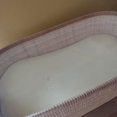 Custom Made Nantucket Basket Bassinet with Cherry Wood Frame Local Artist